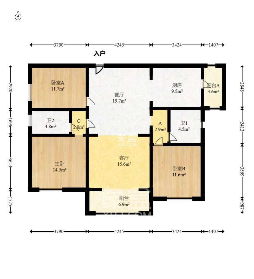 江山帝景哈佛  3室2厅2卫   2500.00元/月室内图