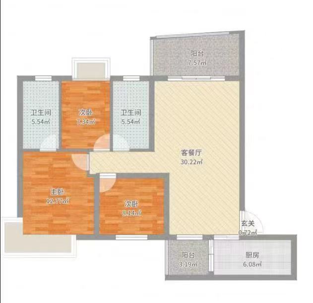 和瑞欢乐城二期  1室1厅1卫   1300.00元/月室内图1