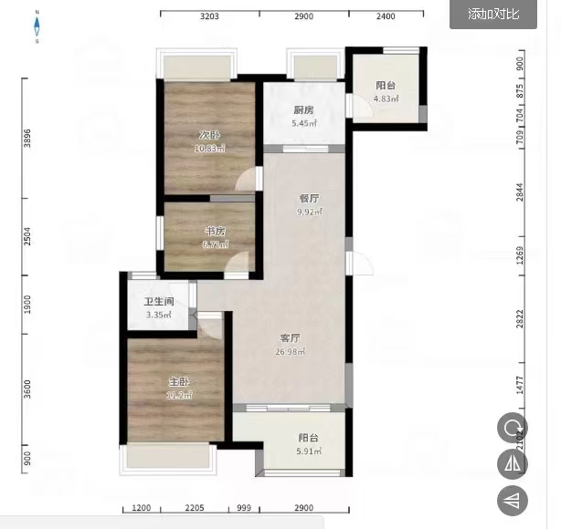 当代滨江MOMA  0室0厅1卫   1550.00元/月户型图