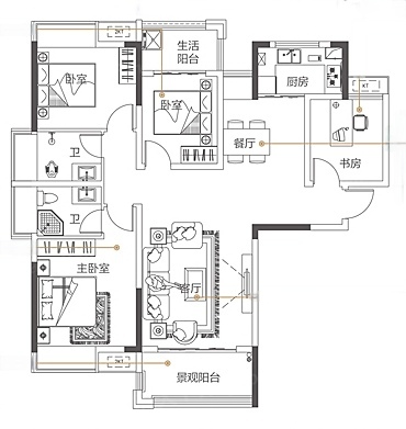 天门壹号  5室2厅3卫   155.00万户型图