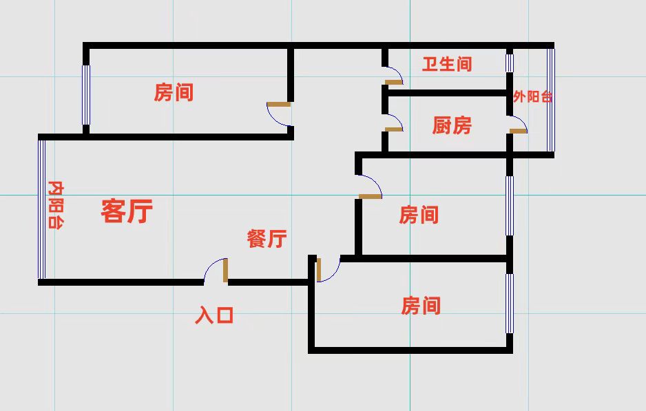 宝利名都（中山南路）  3室2厅1卫   112.00万户型图