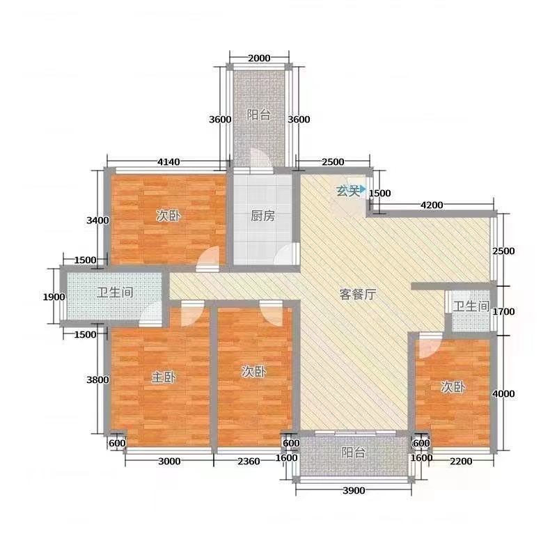 荣盛花语书院  4室2厅2卫   75.00万户型图