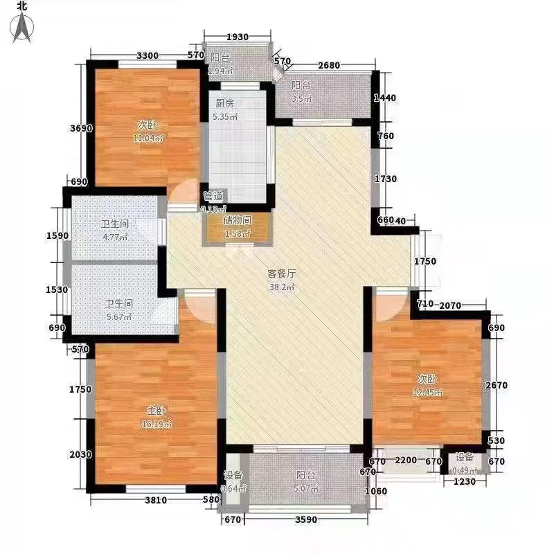 梓山湖公馆  1室1厅1卫   1200.00元/月室内图1