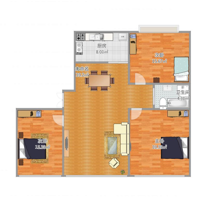 市委一号院 3室2厅1卫 30.0万 市委一号院 3室2厅1卫 30.0万户型图