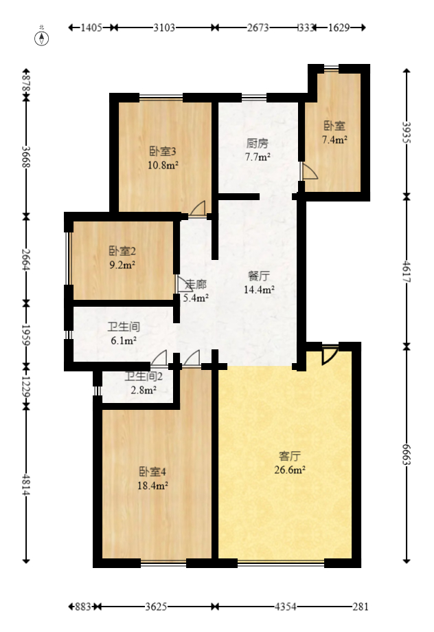 中房瑞致國際  3室2廳2衛(wèi)    112.0萬室內(nèi)圖1