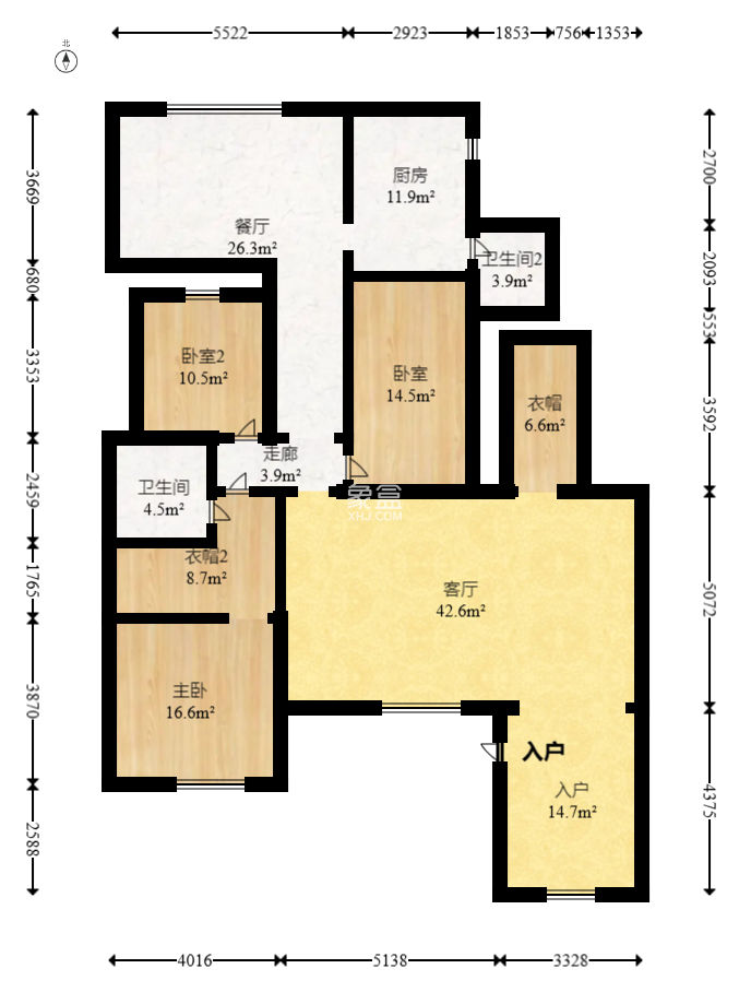 东业早安星城  3室2厅2卫   170.00万