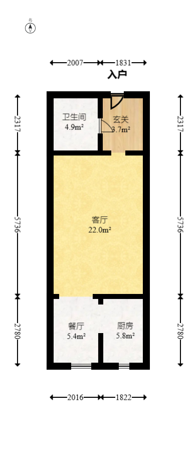 大财门公寓  1室0厅1卫   48.20万室内图1