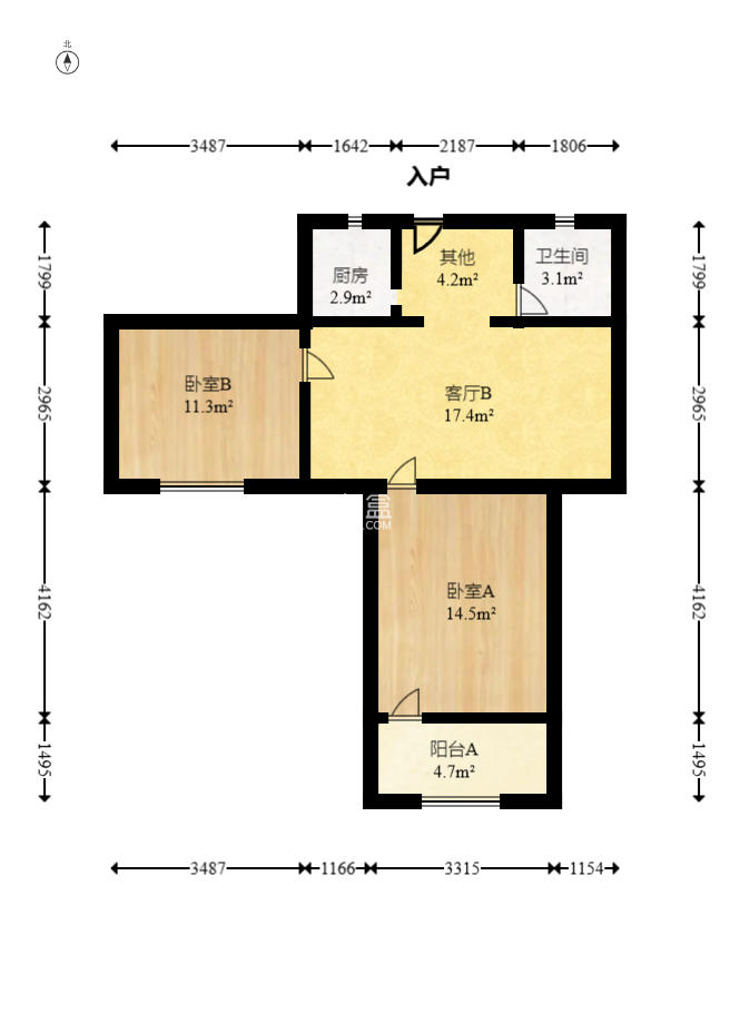 湖南省第六工程公司宿舍(扫把塘)  2室1厅1卫    33.0万 湖南省第六工程公司宿舍(扫把塘)  2室1厅1卫    33.0万户型图