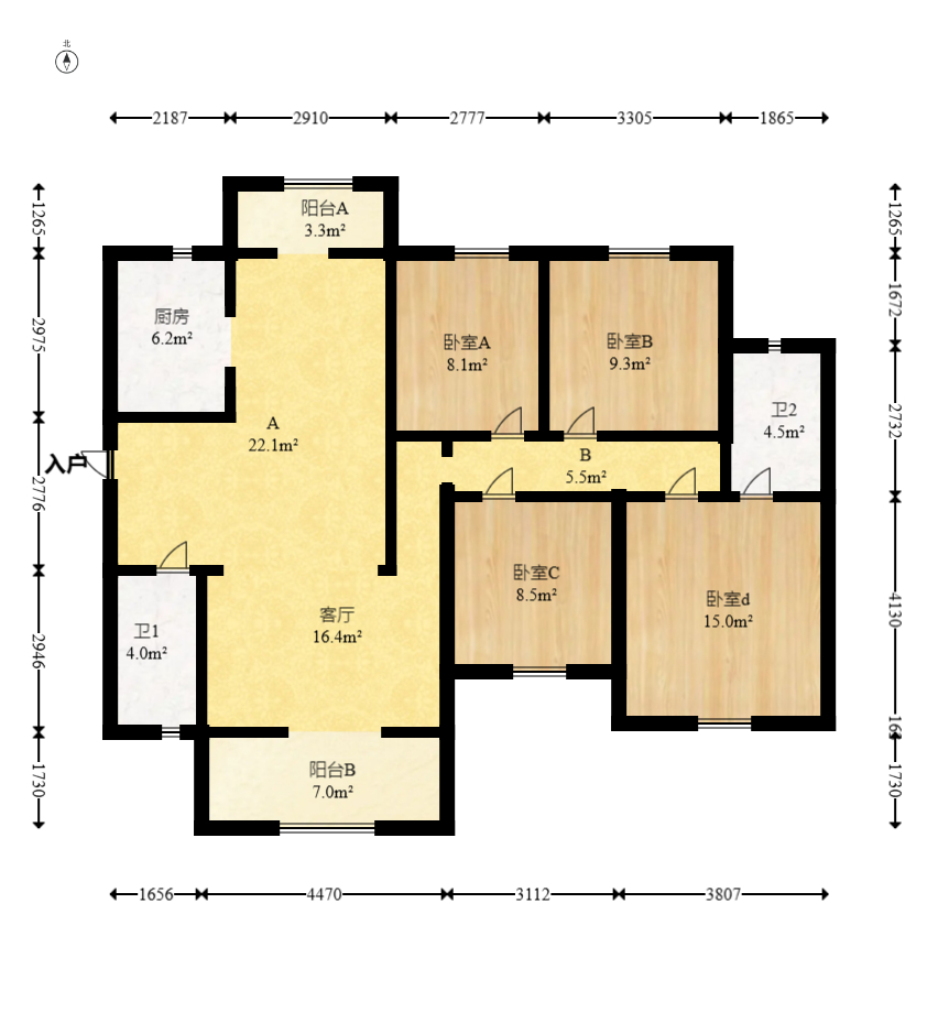臻园  4室2厅2卫   159.00万室内图1