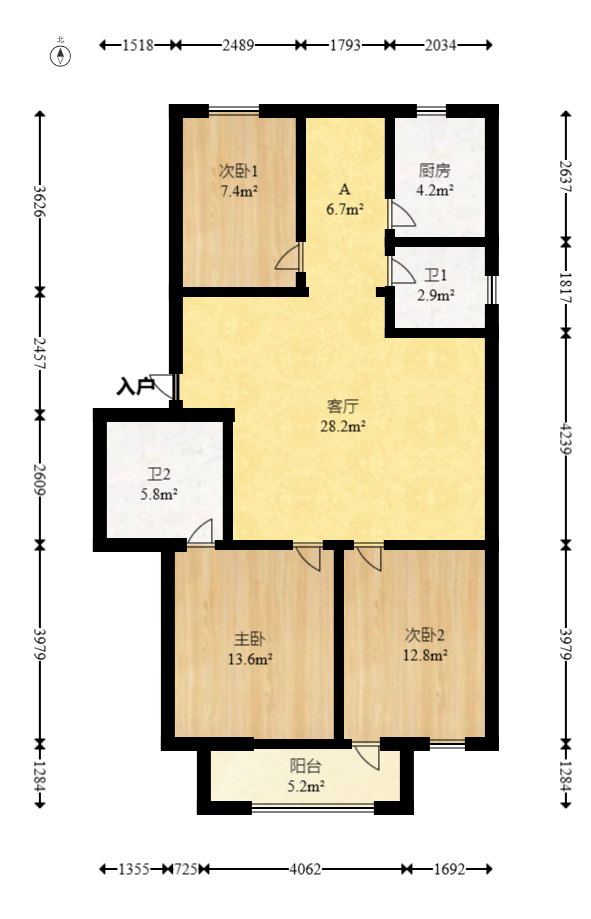 广泰家园 3室2厅2卫 57.8万 广泰家园 3室2厅2卫 57.8万户型图
