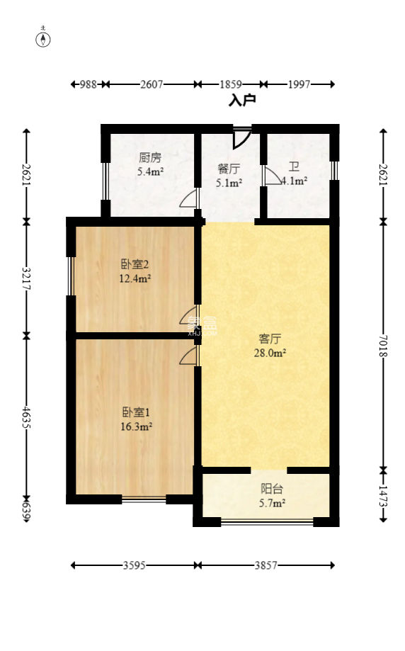天韻家園  2室2廳1衛(wèi)   48.00萬