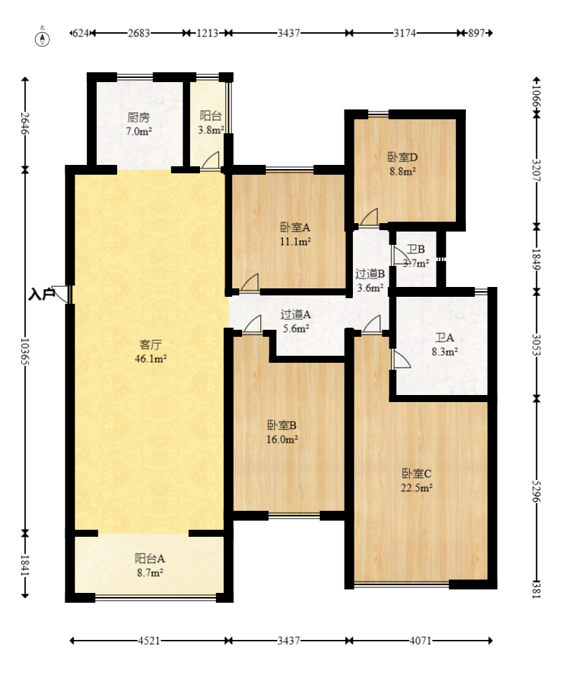 保利城(中航城国际社区、郡原美村) 4室2厅2卫 150.0万 保利城(中航城国际社区、郡原美村) 4室2厅2卫 150.0万户型图