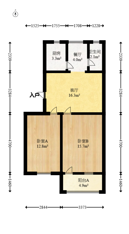 下碧湘街小区  2室1厅1卫   53.00万室内图1