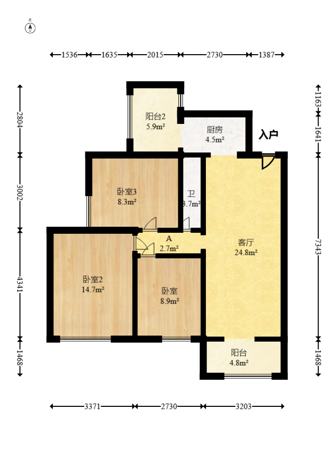 天麓尚层 3室2厅1卫 63.8万 天麓尚层 3室2厅1卫 63.8万户型图