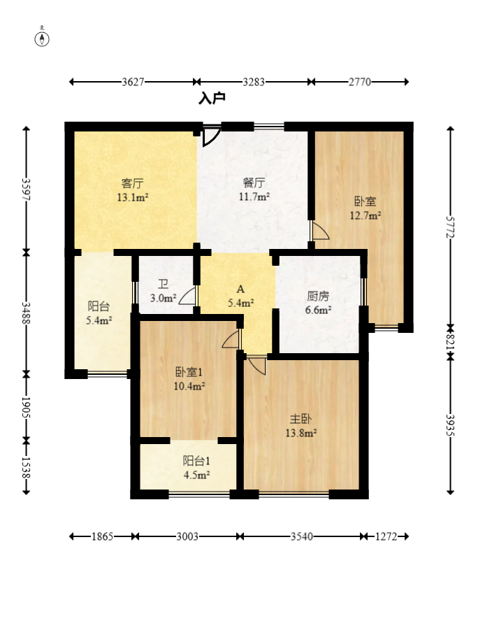 三一街区 3室2厅1卫 52.0万 三一街区 3室2厅1卫 52.0万户型图