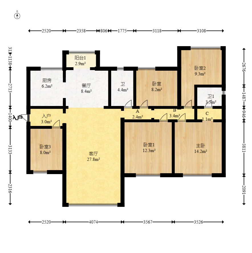 保利香槟国际 5室2厅2卫 124.8万 保利香槟国际 5室2厅2卫 124.8万户型图
