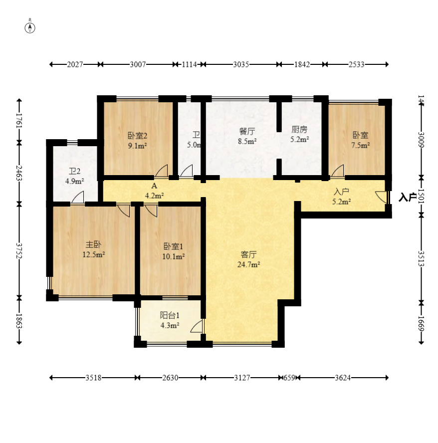 保利香槟国际 4室2厅2卫 92.0万 保利香槟国际 4室2厅2卫 92.0万户型图