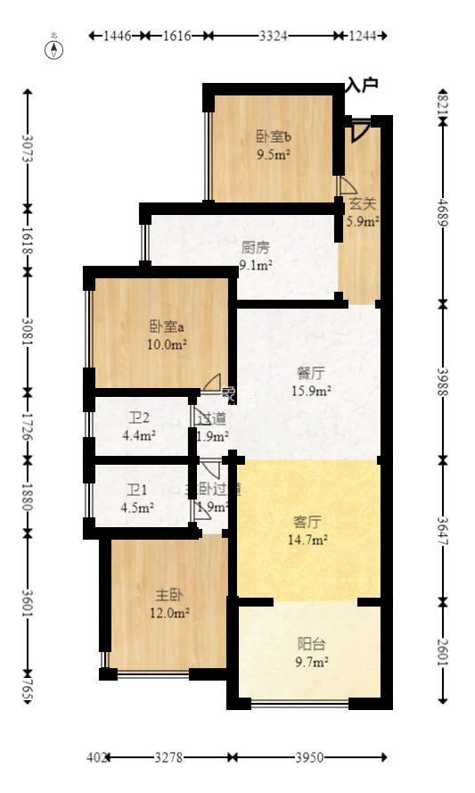 润和紫郡一期  3室2厅2卫   94.00万