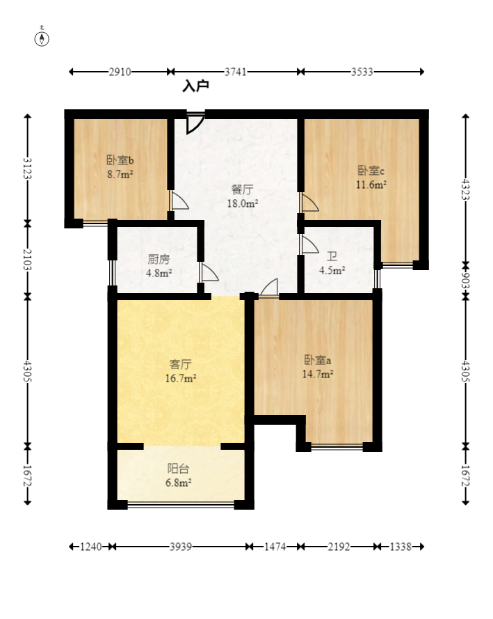 富基世纪公园  3室2厅1卫   58.30万室内图1