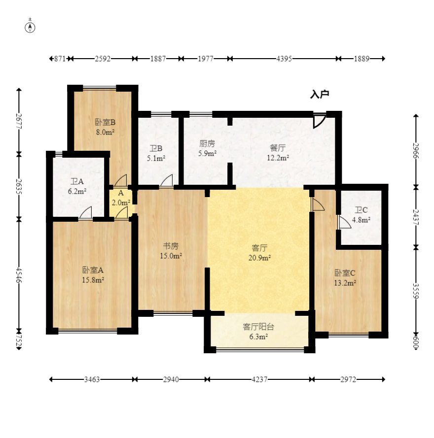 正荣滨江紫阙台  4室2厅3卫   228.80万室内图1