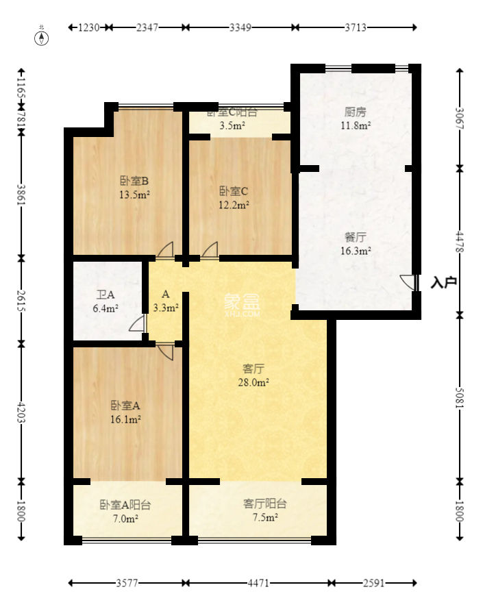 八方小区C区  3室2厅2卫    388.0万