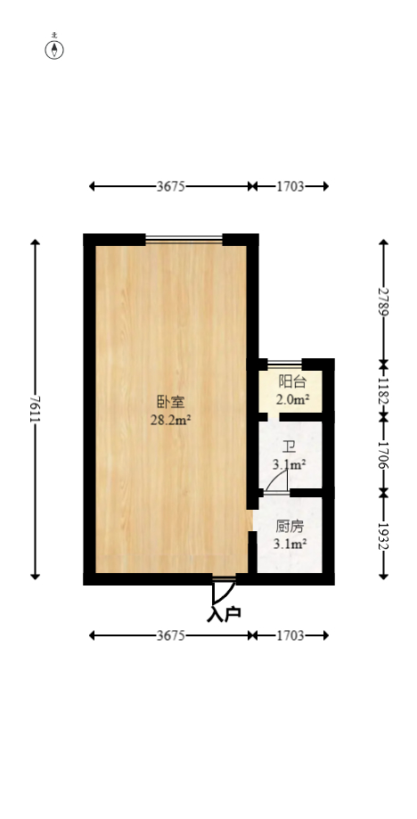 藏珑湖上国际花园  1室1厅1卫   33.00万室内图1