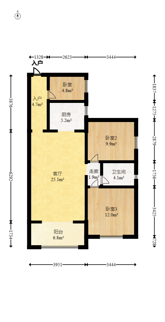 中国铁建国际城二期 3室2厅1卫 52.5万 中国铁建国际城二期 3室2厅1卫 52.5万户型图