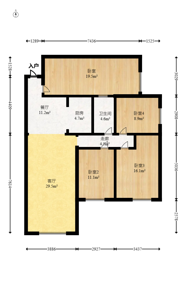 海德公园  4室2厅1卫    87.8万室内图1