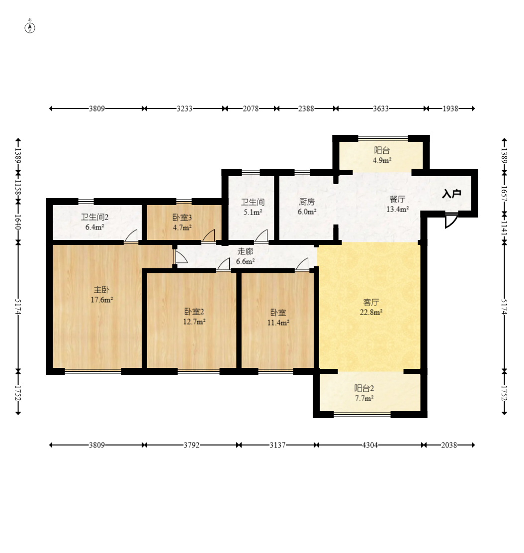 中交中央公园D1区 4室2厅2卫 128.0万 中交中央公园D1区 4室2厅2卫 128.0万户型图