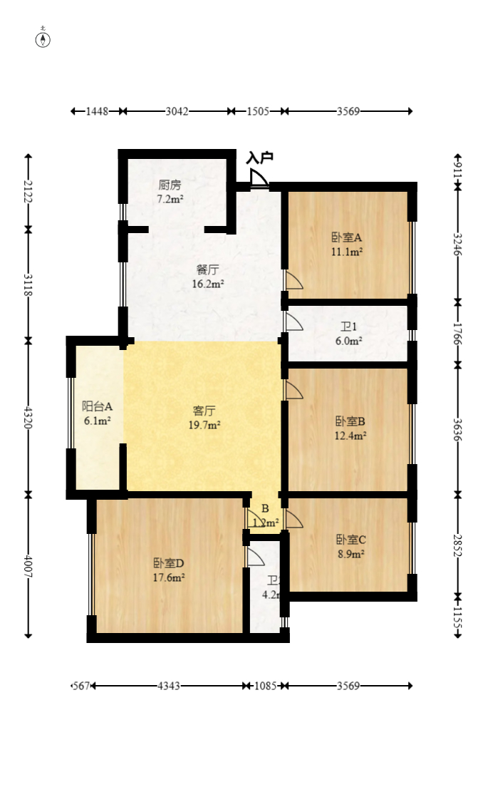 香樟兰亭(朗峰苑)  4室2厅2卫    148.0万 香樟兰亭(朗峰苑)  4室2厅2卫    148.0万户型图