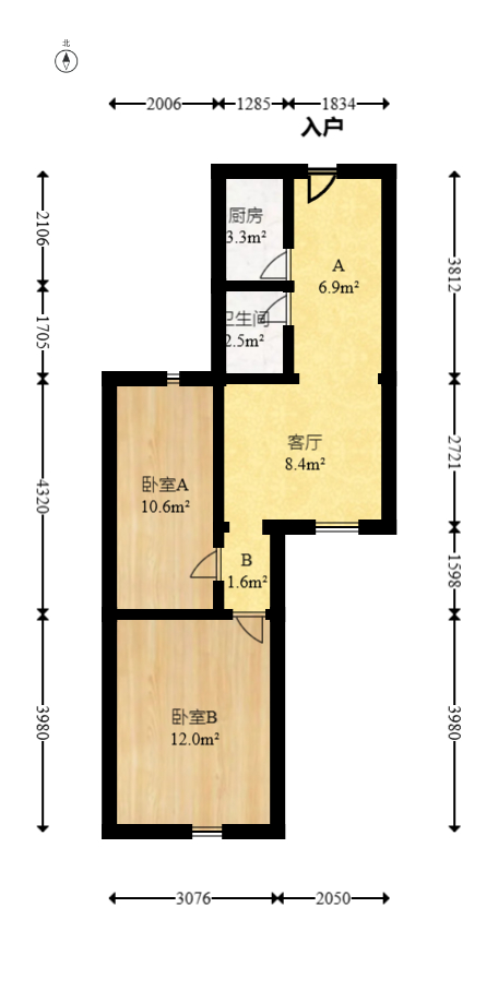怡海星城  2室1厅1卫   29.80万室内图1