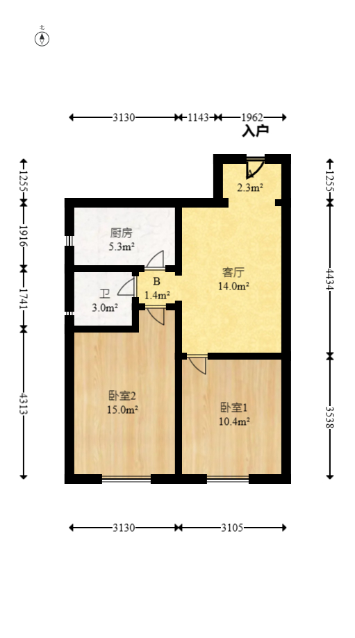 鑫远湘府逸园 2室1厅1卫 52.0万 鑫远湘府逸园 2室1厅1卫 52.0万户型图