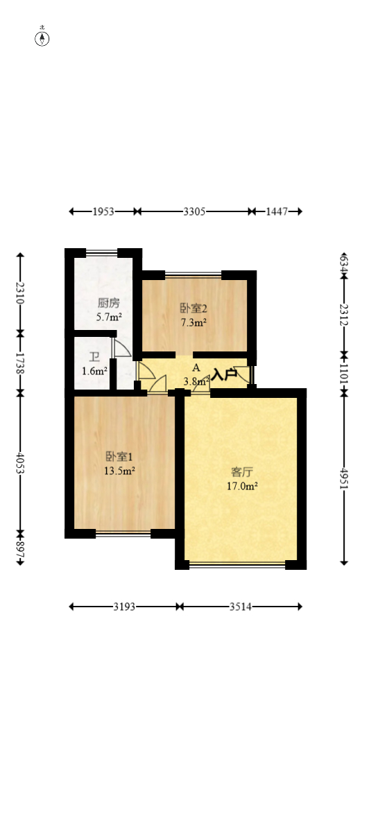 狮子山二片  2室1厅1卫   35.00万室内图1
