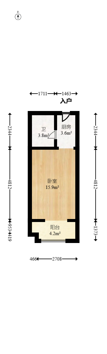 芒果天地(芒果雅苑)  1室1厅1卫   21.00万室内图1