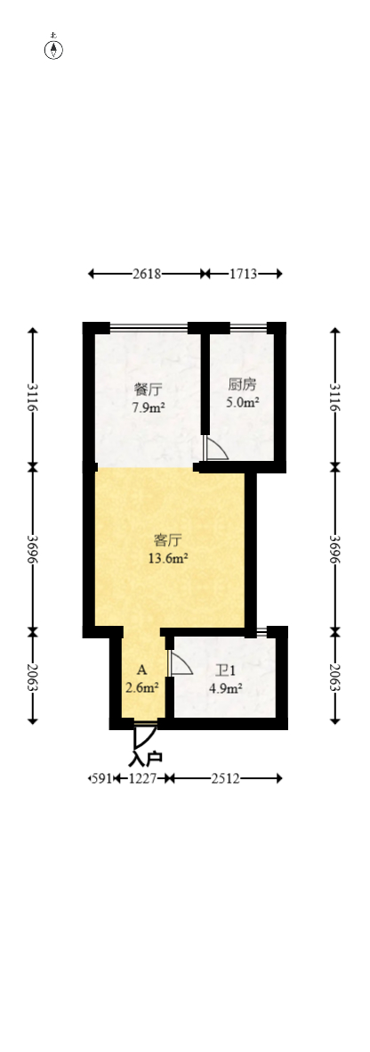 欧亚达国际广场  1室1厅1卫   48.00万室内图1