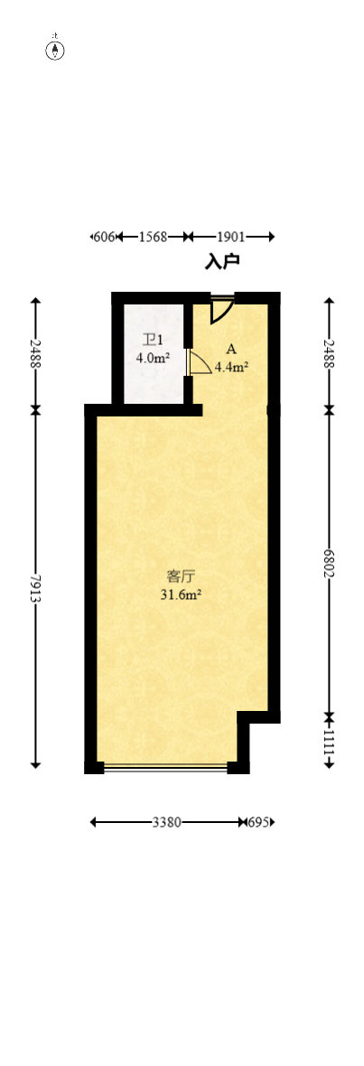 京武浪琴山一、二期  1室1厅1卫   45.00万室内图1
