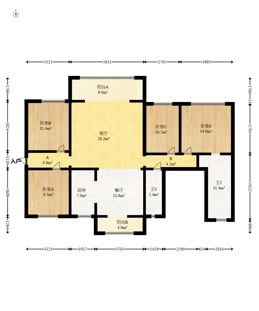 臻园  5室2厅2卫   186.00万室内图1
