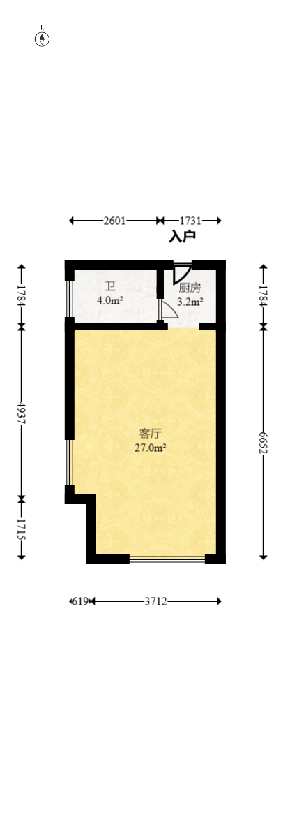 华润翡翠府  1室1厅1卫    42.0万室内图1
