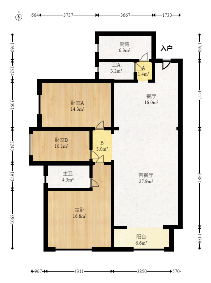 枫树园  3室2厅1卫    92.0万室内图1