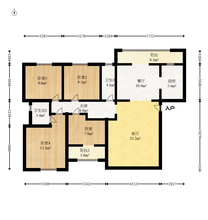 旭辉汇樾城 3室2厅2卫 800.0元/月 旭辉汇樾城 3室2厅2卫 800.0元/月户型图