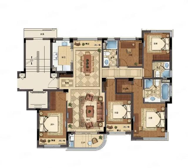 福天中央公馆  6室2厅2卫   163.00万户型图