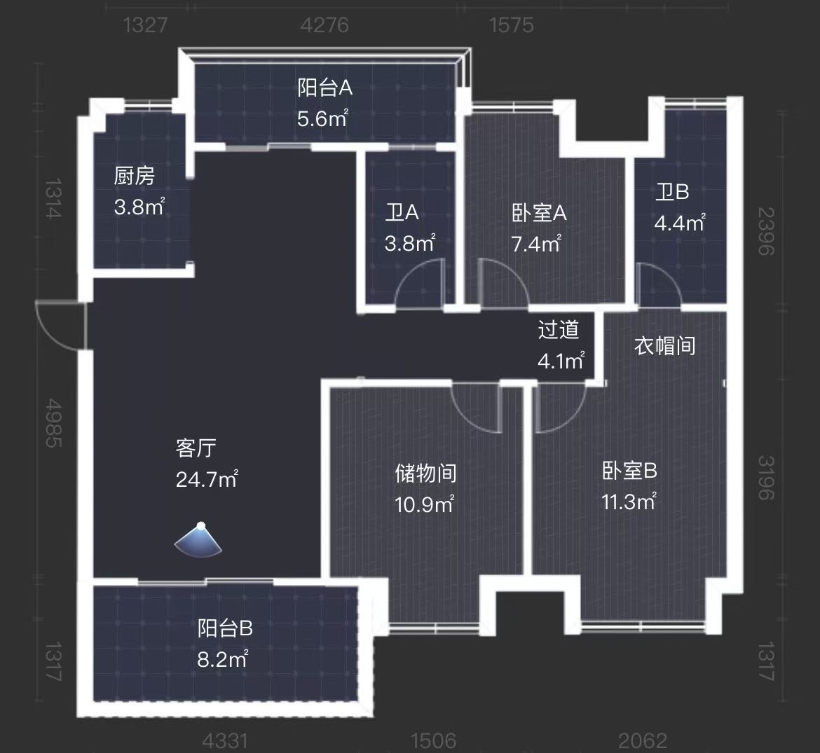 芒果社  3室2厅2卫   256.00万户型图