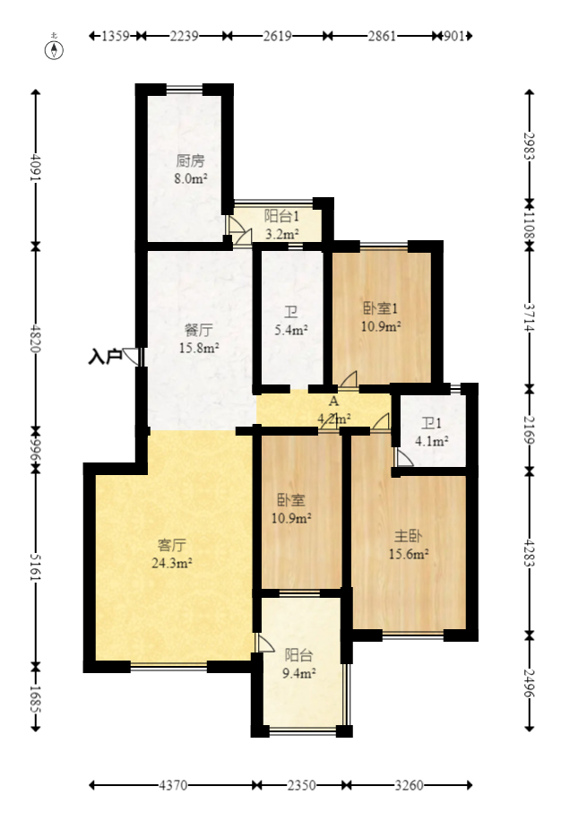 红树湾  3室2厅2卫   68.80万室内图1