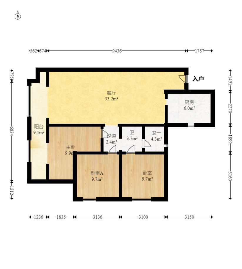 金科时代中心  1室0厅0卫    61.8万 金科时代中心  1室0厅0卫    61.8万户型图
