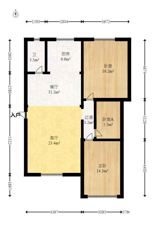 茶叶大市场“山水茗园” 3室2厅1卫 45.0万 茶叶大市场“山水茗园” 3室2厅1卫 45.0万户型图