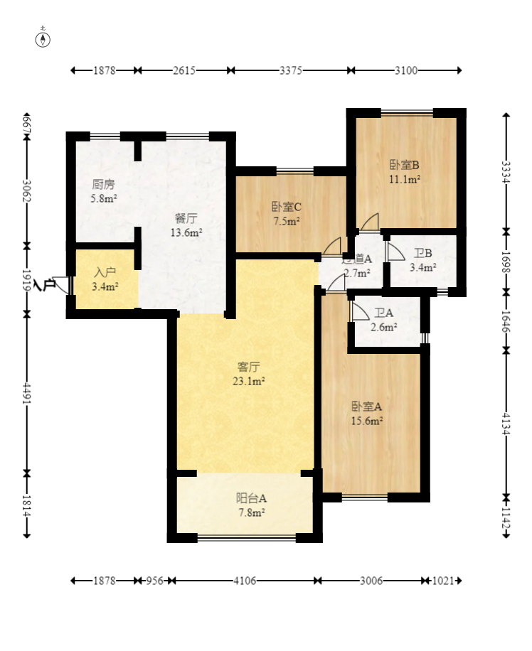 恒生碧水龙庭  3室2厅2卫    88.0万 恒生碧水龙庭  3室2厅2卫    88.0万户型图