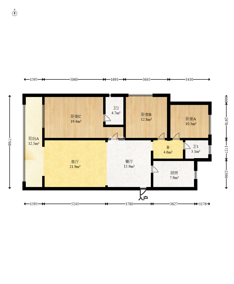 长沙高铁吾悦广场  3室2厅2卫    168.0万