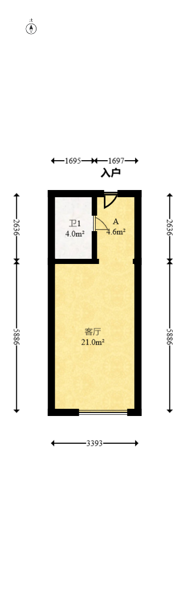 绿地长沙城际空间站（绿地新里佳苑）  2室1厅1卫   60.00万室内图1