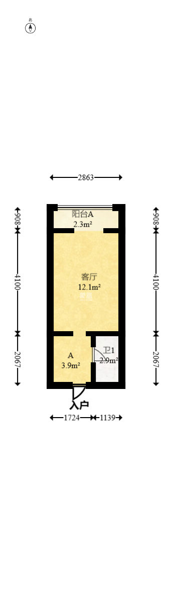 万科金域华府一期  1室1厅1卫   18.00万