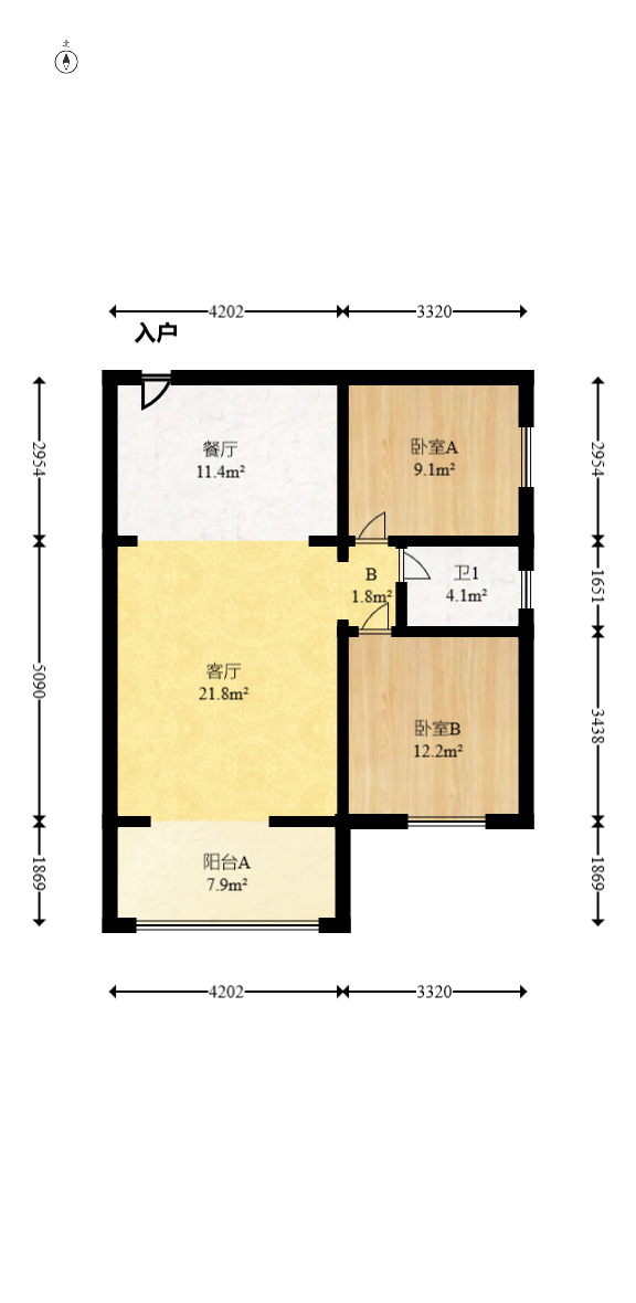 城市山水豪园（山水城市风景）  2室2厅1卫   75.00万室内图1